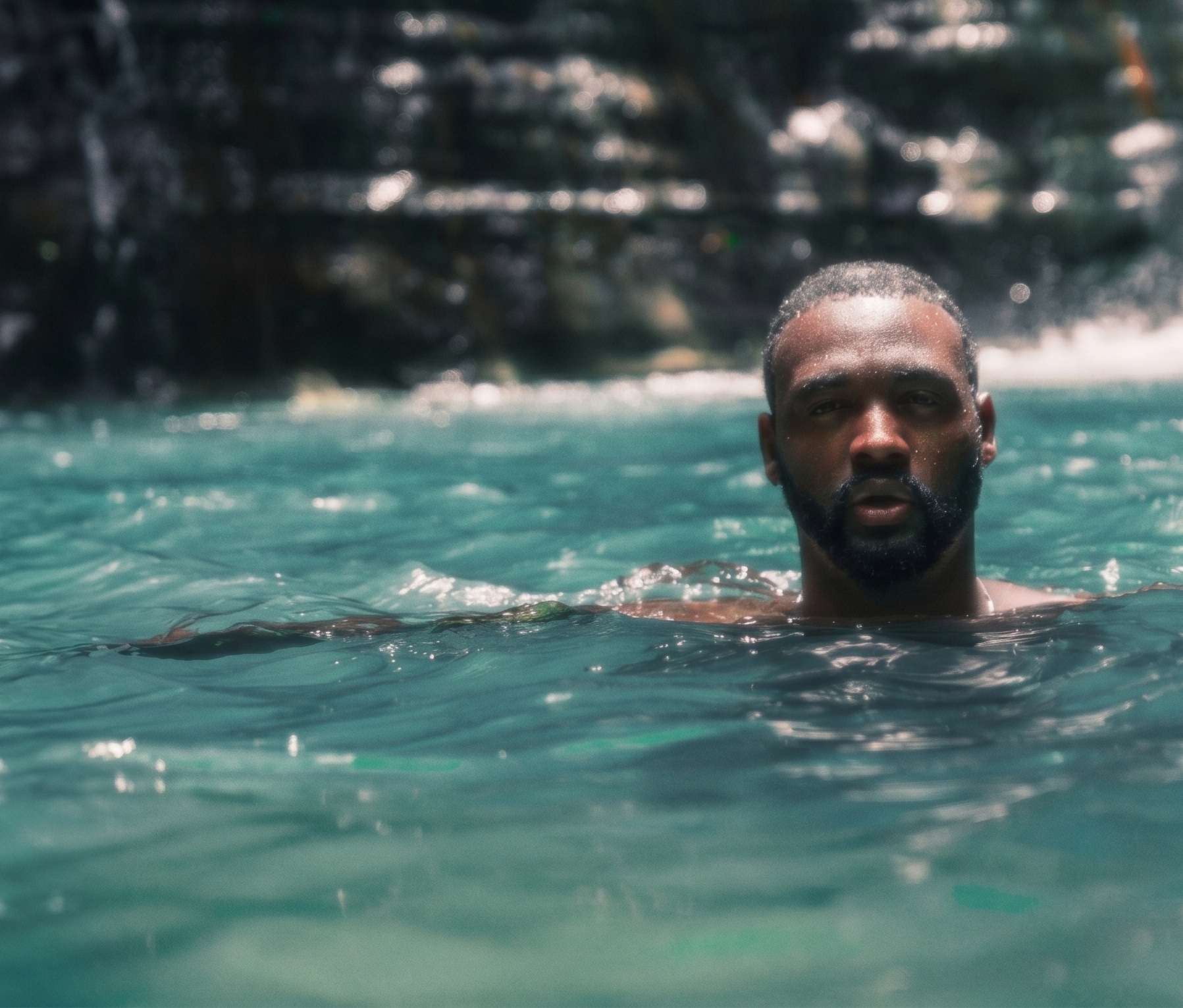 Dee Mount photographed in water for the Mount Up Media brand system